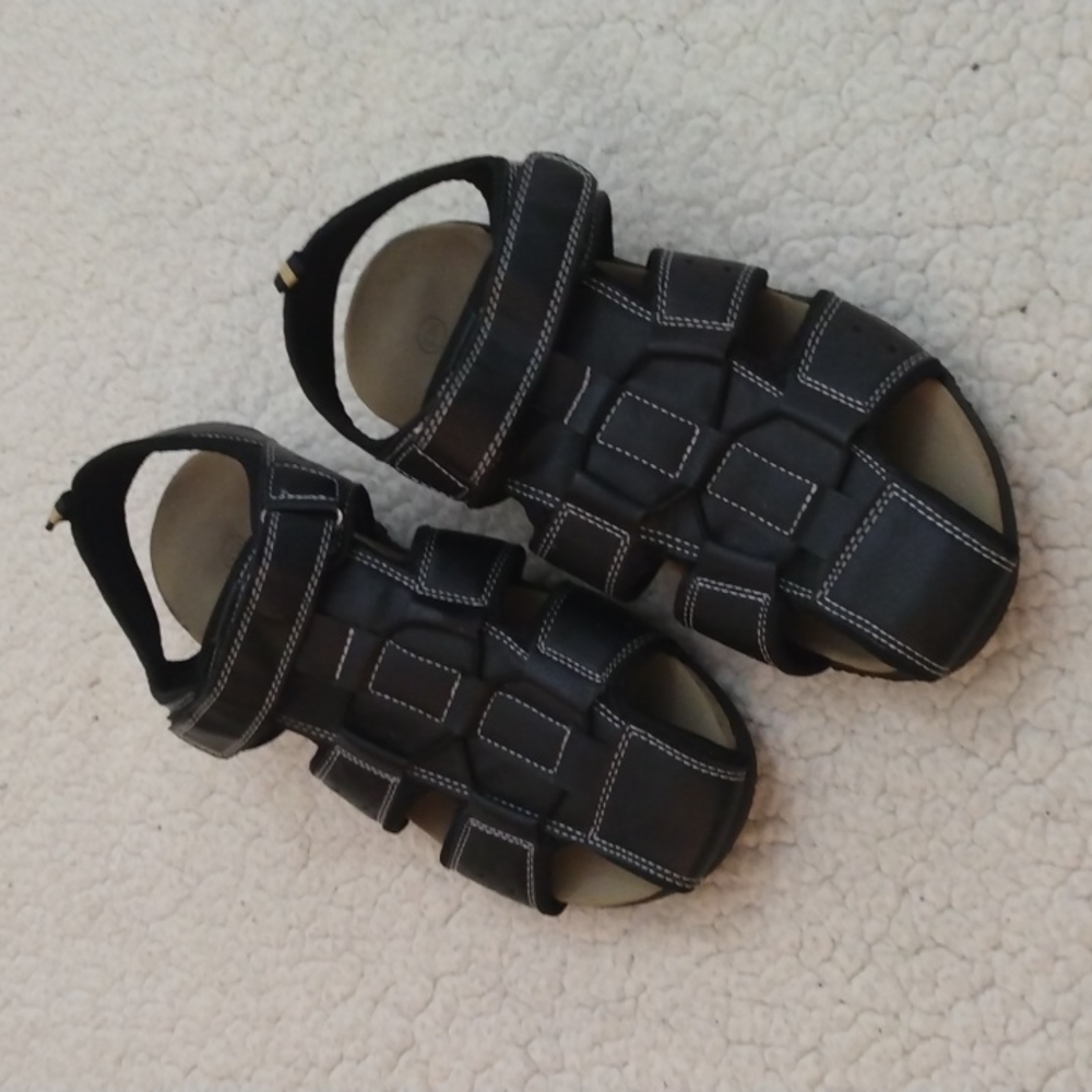 Marco Vitale Black Leather Sandals 10.5